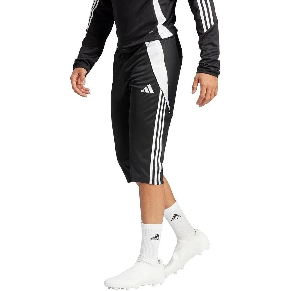 NEW Adidas Tiro24 Slim Fit 3/4 Pants Men's XS Black White Elastic Waist Comfort